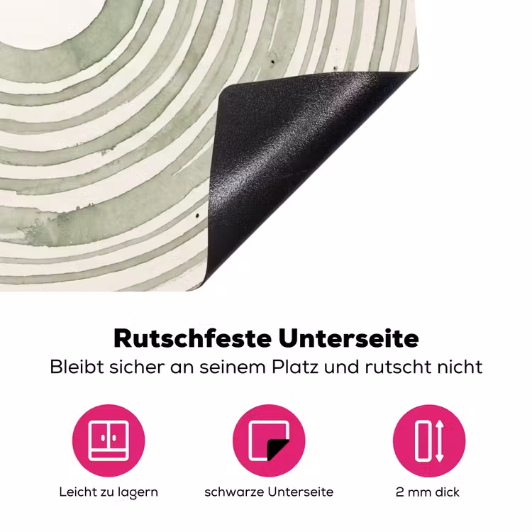 Abstractie - Cirkels - Waterverf - Groen - Modern Inductie beschermer vinyl 3mm middel -zzzzzzz-lf-onderkant