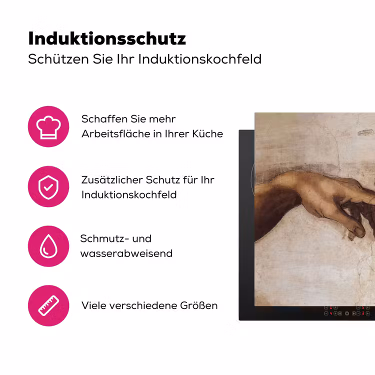 Adam - Michelangelo - Schilderij - Creation of Adam Inductie beschermer vinyl 3mm klein -zzzzzzz-lf-ups