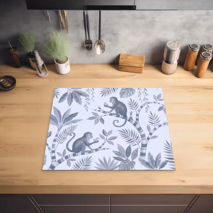 Aap - Boom - Bladeren - Jungle - Illustratie Inductie beschermer vinyl 3mm middel -sfeer5