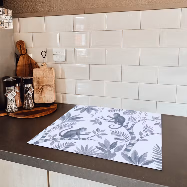 Aap - Boom - Bladeren - Jungle - Illustratie Inductie beschermer vinyl 3mm middel -sfeer3