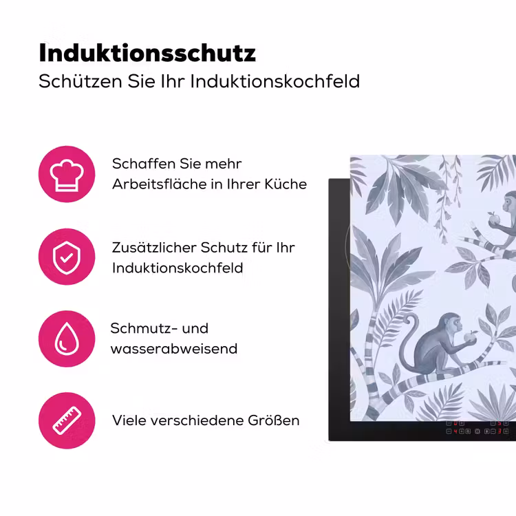 Aap - Boom - Bladeren - Jungle - Illustratie Inductie beschermer vinyl 3mm middel -zzzzzzz-lf-ups