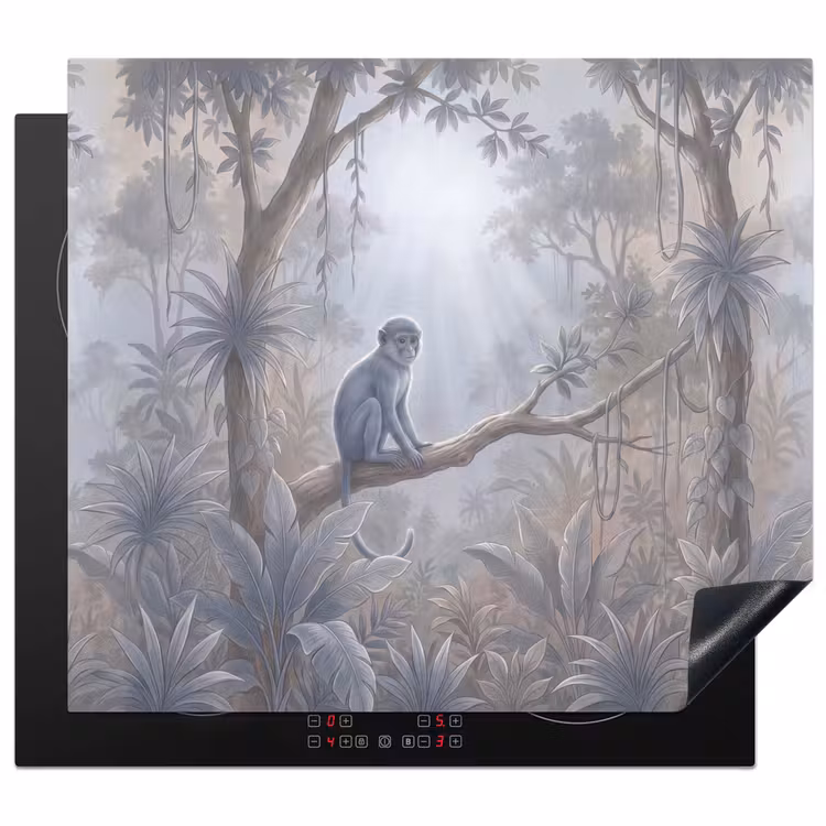 Aap - Boom - Jungle - Natuur - Grijs Inductie beschermer vinyl 3mm middel -3d