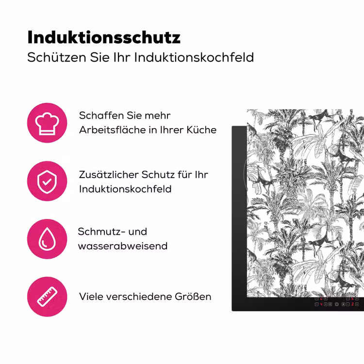 Aap - Oerwoud - Abstract - Grijs Inductie beschermer vinyl 3mm klein 276 -zzzzzzz-lf-ups