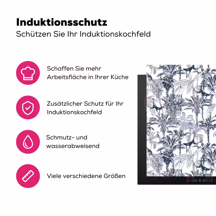 Aap - Jungle - Blauw Inductie beschermer vinyl 3mm klein 276 -zzzzzzz-lf-ups