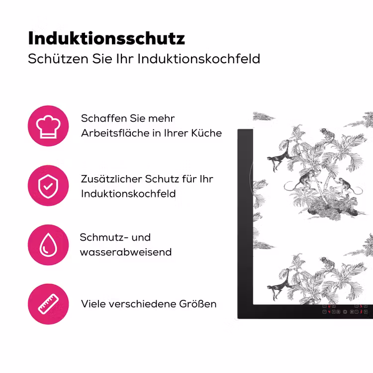 Aap - Oerwoud - Grijs Inductie beschermer vinyl 3mm klein 276 -zzzzzzz-lf-ups