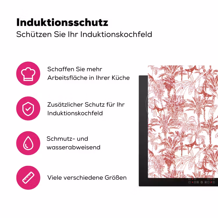 Aap - Oerwoud - Rood Inductie beschermer vinyl 3mm klein 276 -zzzzzzz-lf-ups