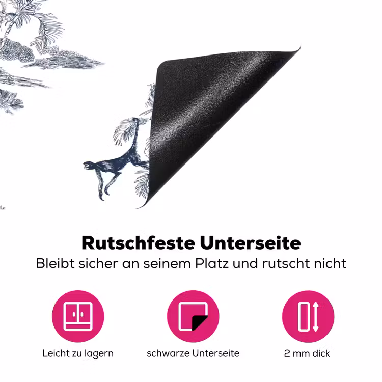 Aap - Palmboom - Blauw Inductie beschermer vinyl 3mm klein 276 -zzzzzzz-lf-onderkant