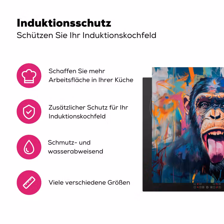 Aap - Tong - Abstract - Zwart Inductie beschermer vinyl 3mm middel -zzzzzzz-lf-ups