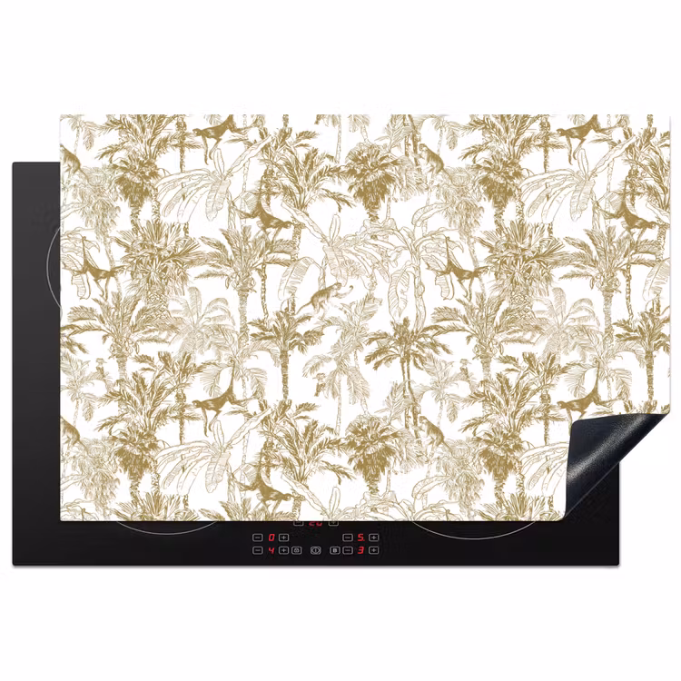 Apen - Jungle - Abstract - Beige Inductie beschermer vinyl 3mm klein 276 -3d
