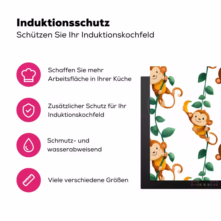 Apen - Lianen - Kleurrijk Inductie beschermer vinyl 3mm klein 276 -zzzzzzz-lf-ups