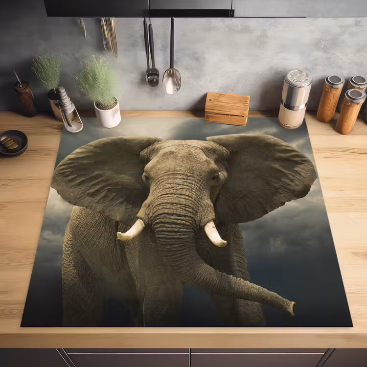 Afrikaanse olifant tegen de donkere wolken Inductie beschermer vinyl 3mm middel -sfeer5