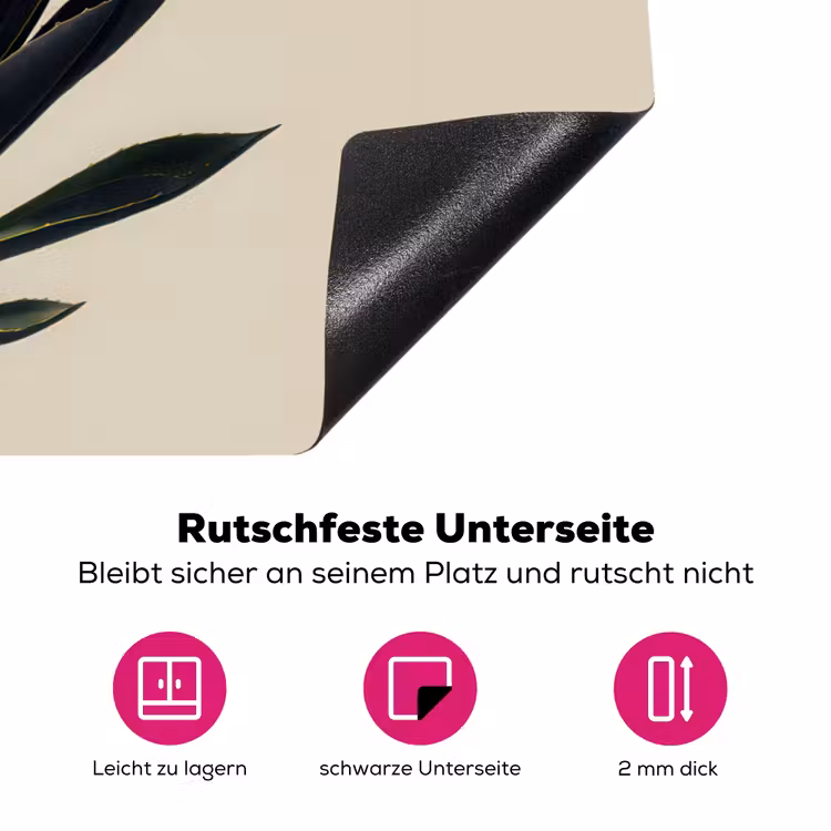 Agaveplant - Symmetrisch - Groen Inductie beschermer vinyl 3mm klein -zzzzzzz-lf-onderkant