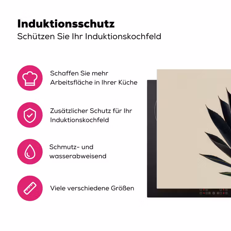 Agaveplant - Symmetrisch - Groen Inductie beschermer vinyl 3mm klein -zzzzzzz-lf-ups