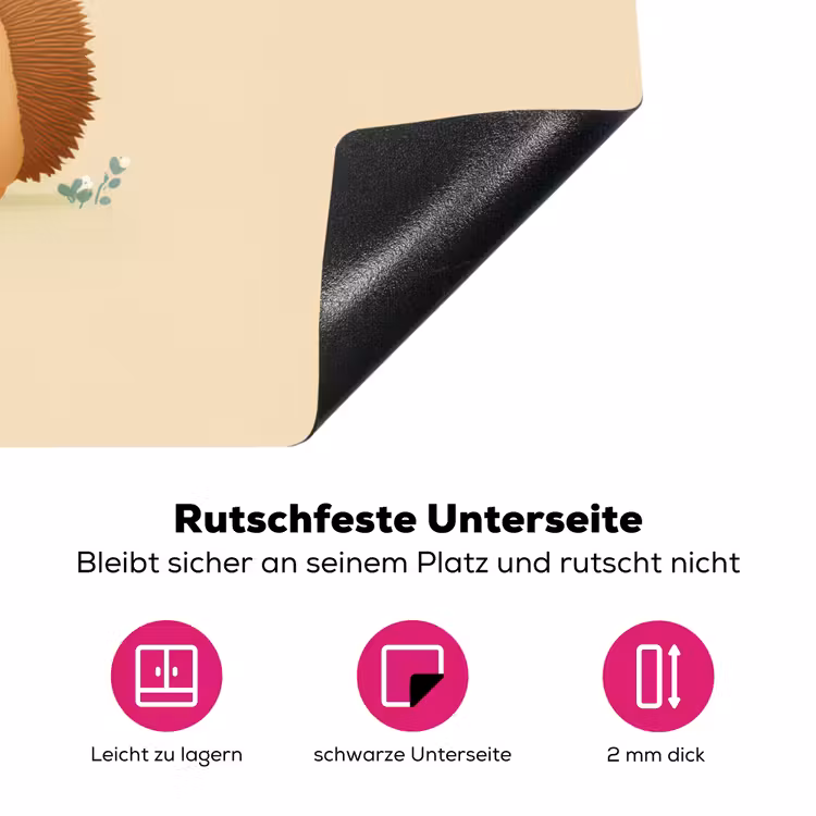 Alpaca - Egel - Bruin - Knuffelen Inductie beschermer vinyl 3mm klein -zzzzzzz-lf-onderkant