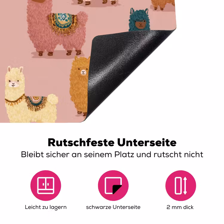 Alpaca's - Patroon - Kleurrijk Inductie beschermer vinyl 3mm klein 276 -zzzzzzz-lf-onderkant