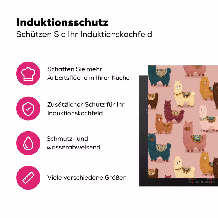 Alpaca's - Patroon - Kleurrijk Inductie beschermer vinyl 3mm klein 276 -zzzzzzz-lf-ups