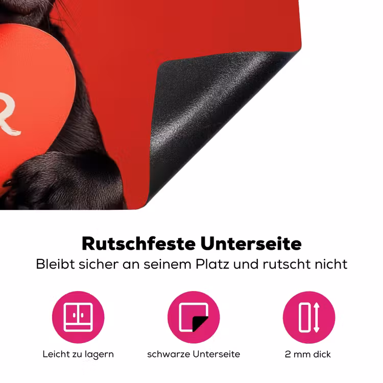 Amor - Hond - Hartje - Rood Inductie beschermer vinyl 3mm klein -zzzzzzz-lf-onderkant