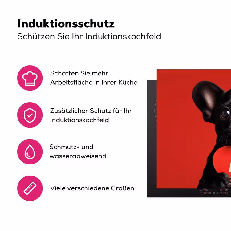 Amor - Hond - Hartje - Rood Inductie beschermer vinyl 3mm klein -zzzzzzz-lf-ups