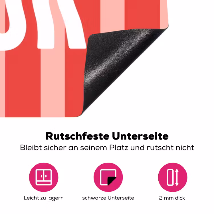 Amor - Strepen - Rood - Roze Inductie beschermer vinyl 3mm klein -zzzzzzz-lf-onderkant