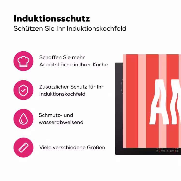Amor - Strepen - Rood - Roze Inductie beschermer vinyl 3mm klein -zzzzzzz-lf-ups
