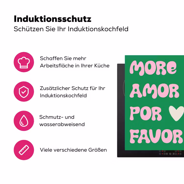 Amor - Valentijn - Groen - Tekst Inductie beschermer vinyl 3mm klein -zzzzzzz-lf-ups