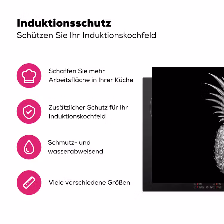 Ananas - Gedetailleerd - Bladeren Inductie beschermer vinyl 3mm klein -zzzzzzz-lf-ups