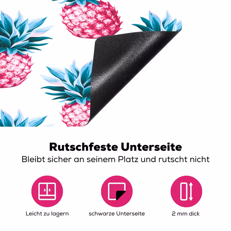 Ananas - Roze - Wit Inductie beschermer vinyl 3mm klein 276 -zzzzzzz-lf-onderkant