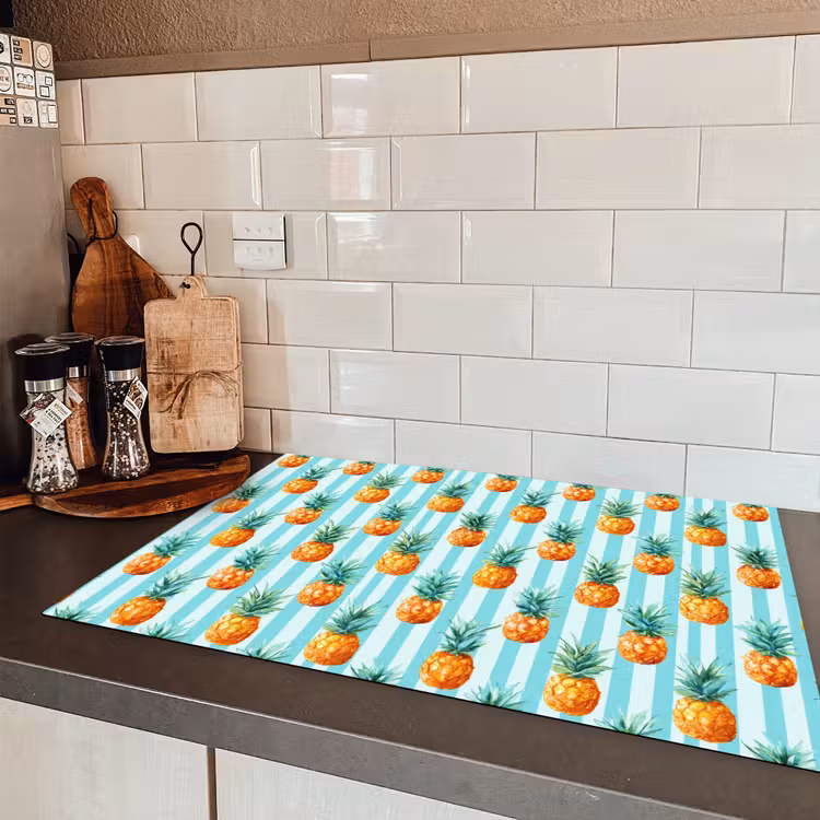 Ananas - Strepen - Groen Inductie beschermer vinyl 3mm klein 276 -sfeer3