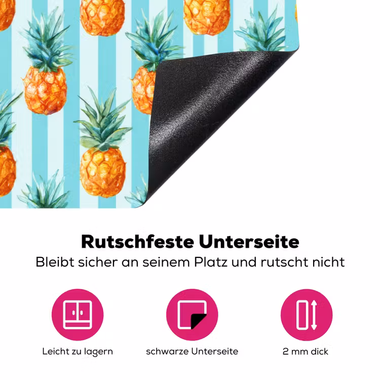 Ananas - Strepen - Groen Inductie beschermer vinyl 3mm klein 276 -zzzzzzz-lf-onderkant