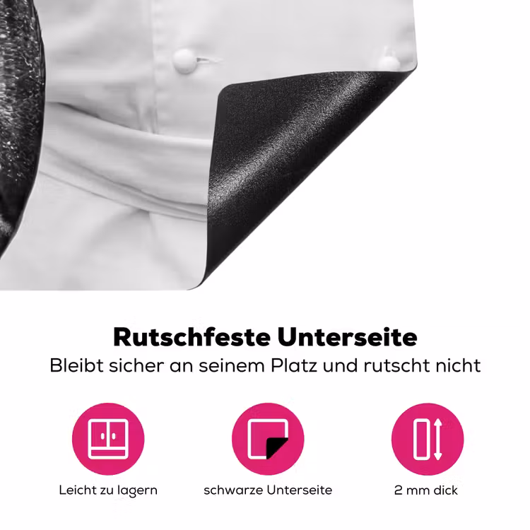 Vissen - Chef - Zwart - Wit Inductie beschermer vinyl 3mm klein -zzzzzzz-lf-onderkant