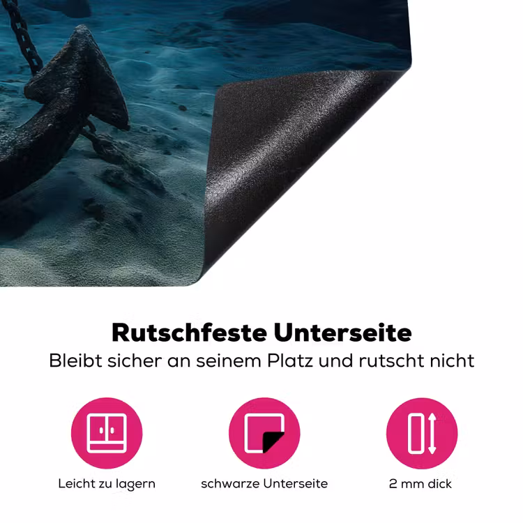 Anker - Ijzer - Zeebodem - Zand Inductie beschermer vinyl 3mm klein -zzzzzzz-lf-onderkant