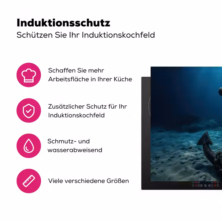 Anker - Ijzer - Zeebodem - Zand Inductie beschermer vinyl 3mm klein -zzzzzzz-lf-ups