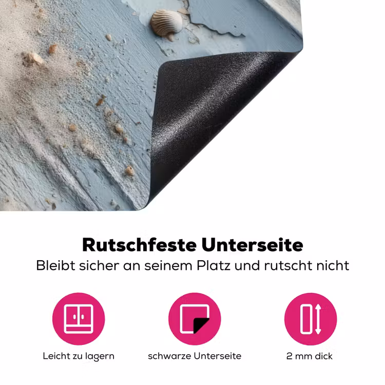 Anker - Hout - Schelpen - Zand Inductie beschermer vinyl 3mm klein -zzzzzzz-lf-onderkant