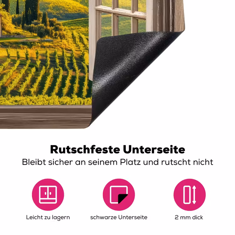 Doorkijk - Toscane - Uitzicht - Landschap - Zomer Inductie beschermer vinyl 3mm klein -zzzzzzz-lf-onderkant