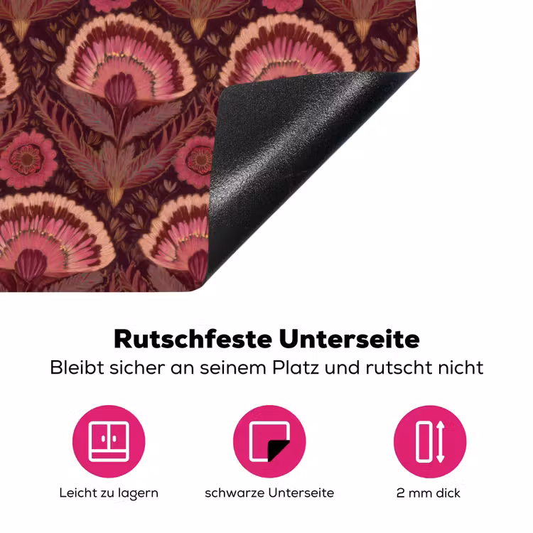 Antiek - Bloemen - Kleurrijk Inductie beschermer vinyl 3mm klein 276 -zzzzzzz-lf-onderkant