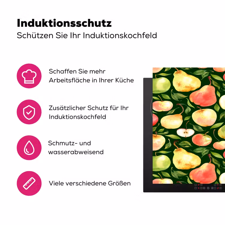 Appels - Peren - Fruit - Groen Inductie beschermer vinyl 3mm klein 276 -zzzzzzz-lf-ups
