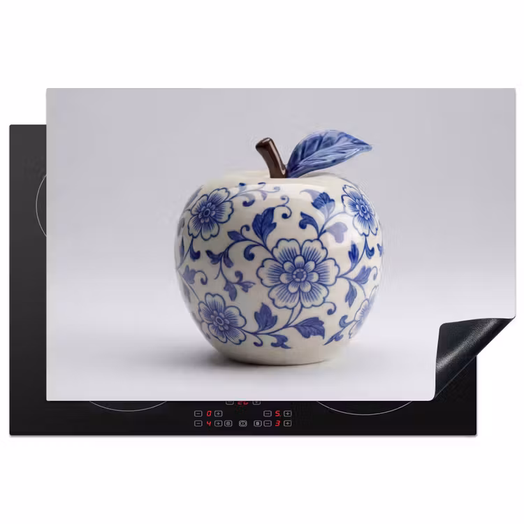 Appel - Blauw - Klassiek Inductie beschermer vinyl 3mm klein -3d