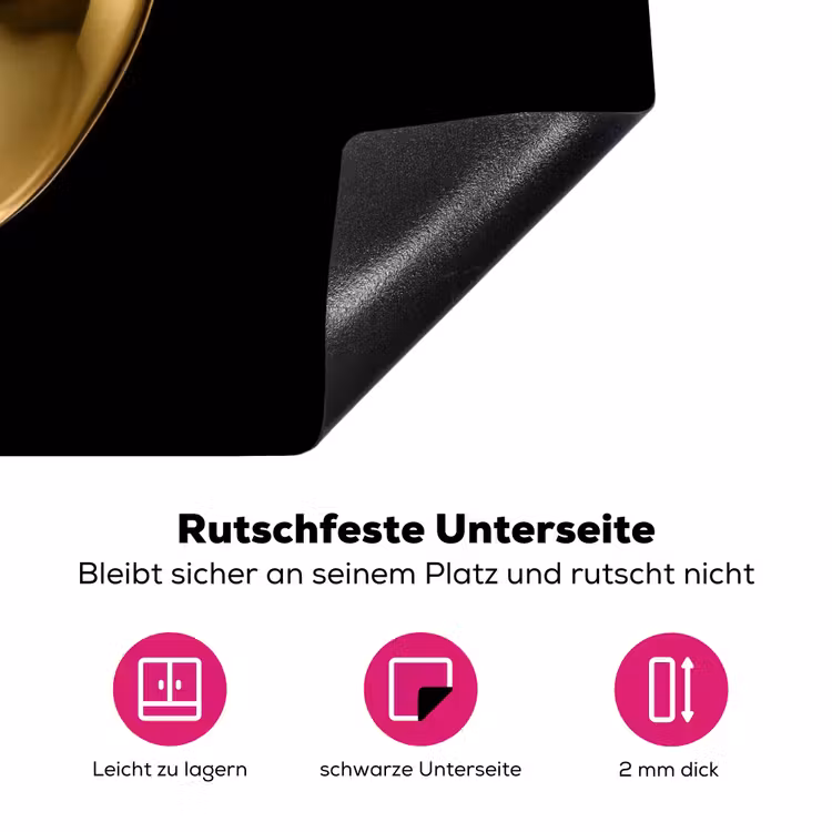 Appel - Goud - Chrome - Zwart Inductie beschermer vinyl 3mm klein -zzzzzzz-lf-onderkant