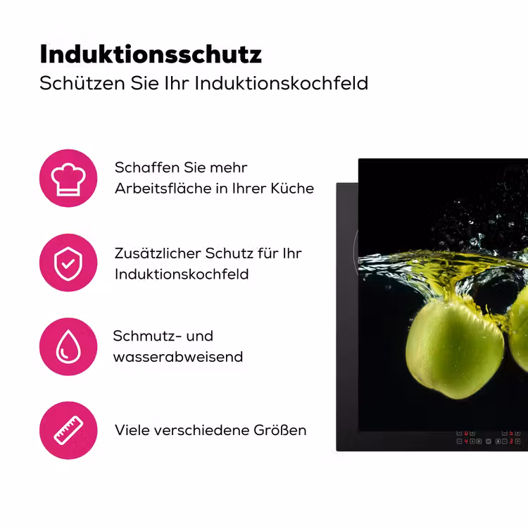 Appels in Aqua Inductie beschermer vinyl 3mm klein -zzzzzzz-lf-ups