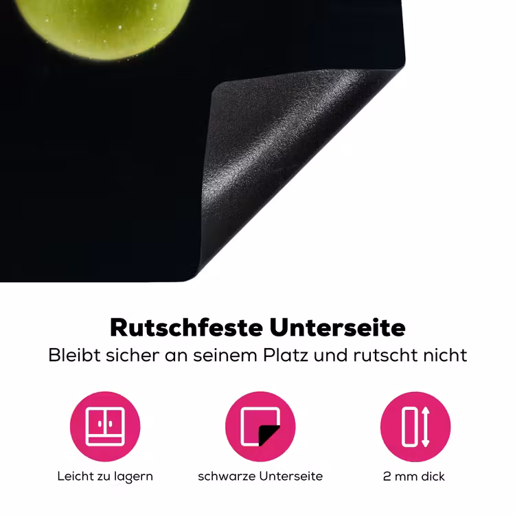 Appels - Fruit - Water - Zwart - Groen Inductie beschermer vinyl 3mm klein -zzzzzzz-lf-onderkant
