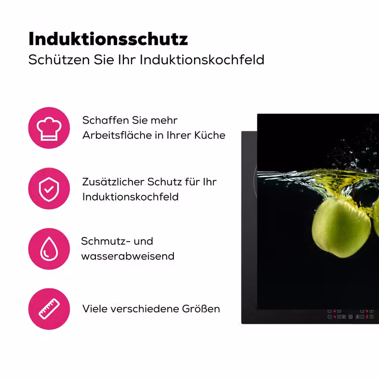 Appels - Fruit - Water - Zwart - Groen Inductie beschermer vinyl 3mm klein -zzzzzzz-lf-ups