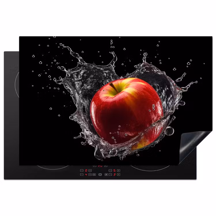 Appel - Rood - Water - Zwart - Fruit Inductie beschermer vinyl 3mm klein -3d