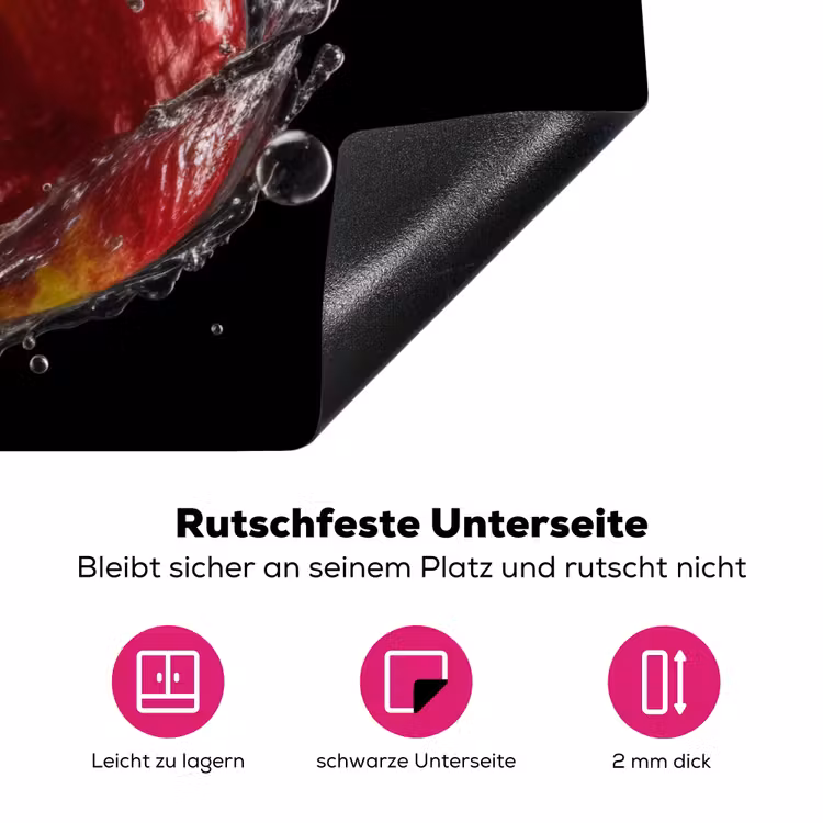 Appel - Rood - Water - Zwart - Fruit Inductie beschermer vinyl 3mm klein -zzzzzzz-lf-onderkant