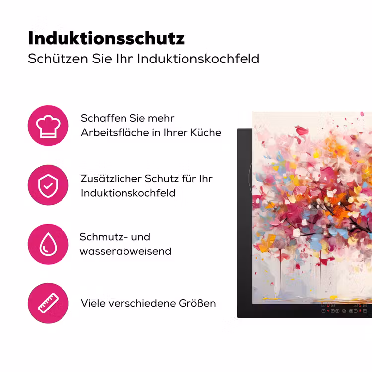 Aquarel - Boom - Kunst - Abstract Inductie beschermer vinyl 3mm klein -zzzzzzz-lf-ups
