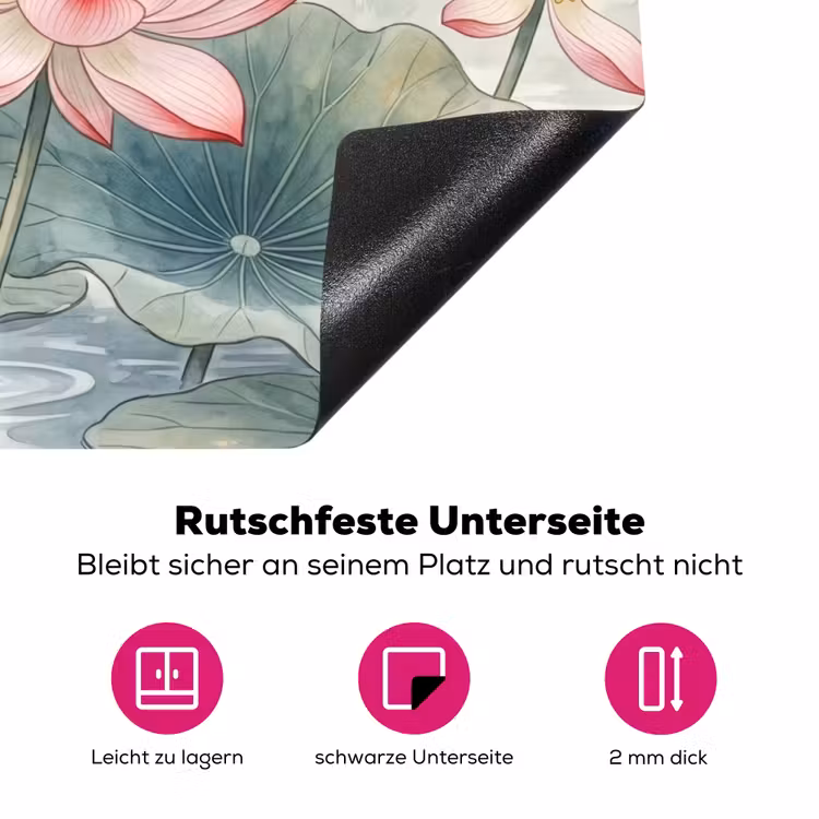 Aquarel - Lotusbloemen - Kleurrijk Inductie beschermer vinyl 3mm klein -zzzzzzz-lf-onderkant