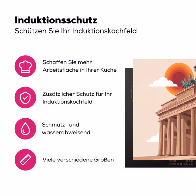 Architectuur - Brandenburg - Berlijn - Zonsondergang - Historisch Inductie beschermer vinyl 3mm middel -zzzzzzz-lf-ups
