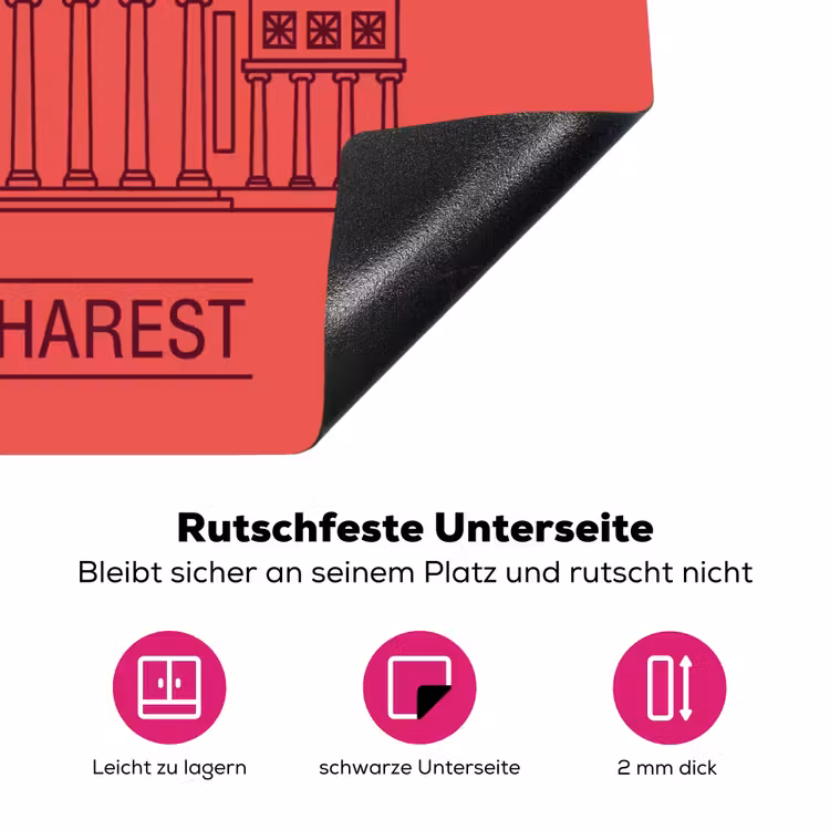 Architectuur - Boekarest - Stedelijk - Lijntekening - Rood Inductie beschermer vinyl 3mm middel -zzzzzzz-lf-onderkant