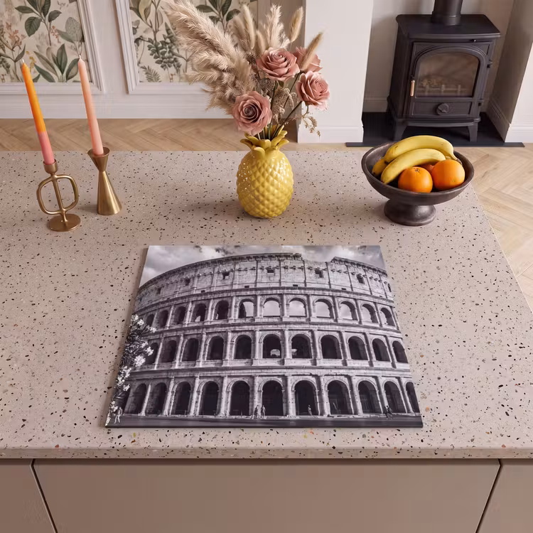 Architectuur - Colosseum - Rome - Historisch - Zwart-wit Inductie beschermer vinyl 3mm middel -sfeer3