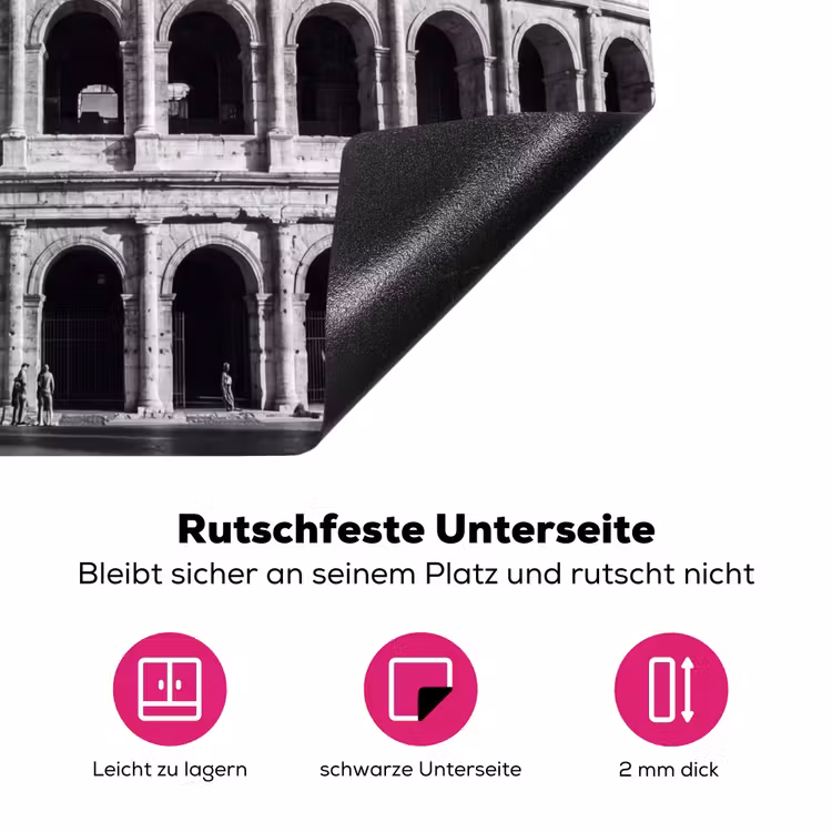 Architectuur - Colosseum - Rome - Historisch - Zwart-wit Inductie beschermer vinyl 3mm middel -zzzzzzz-lf-onderkant