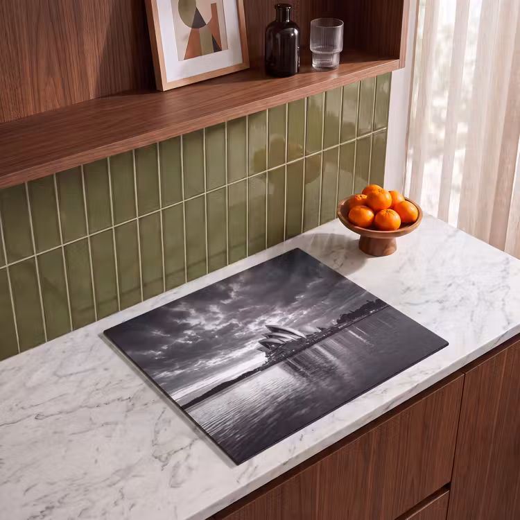 Architectuur - Water - Stad - Modern - Zwart-wit Inductie beschermer vinyl 3mm middel -sfeer8